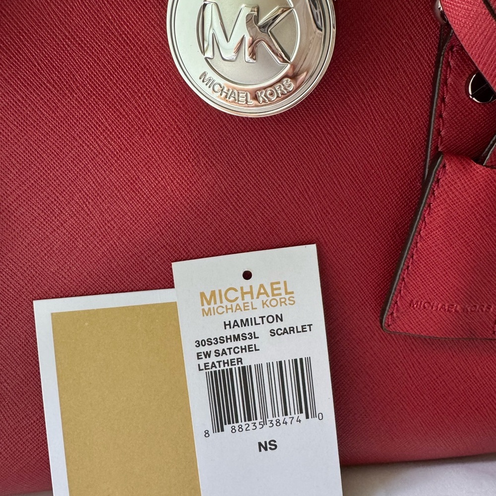Michael Kors “Hamilton” Medium Saffiano Satchel - Cherry Red - Picture 2 of 9